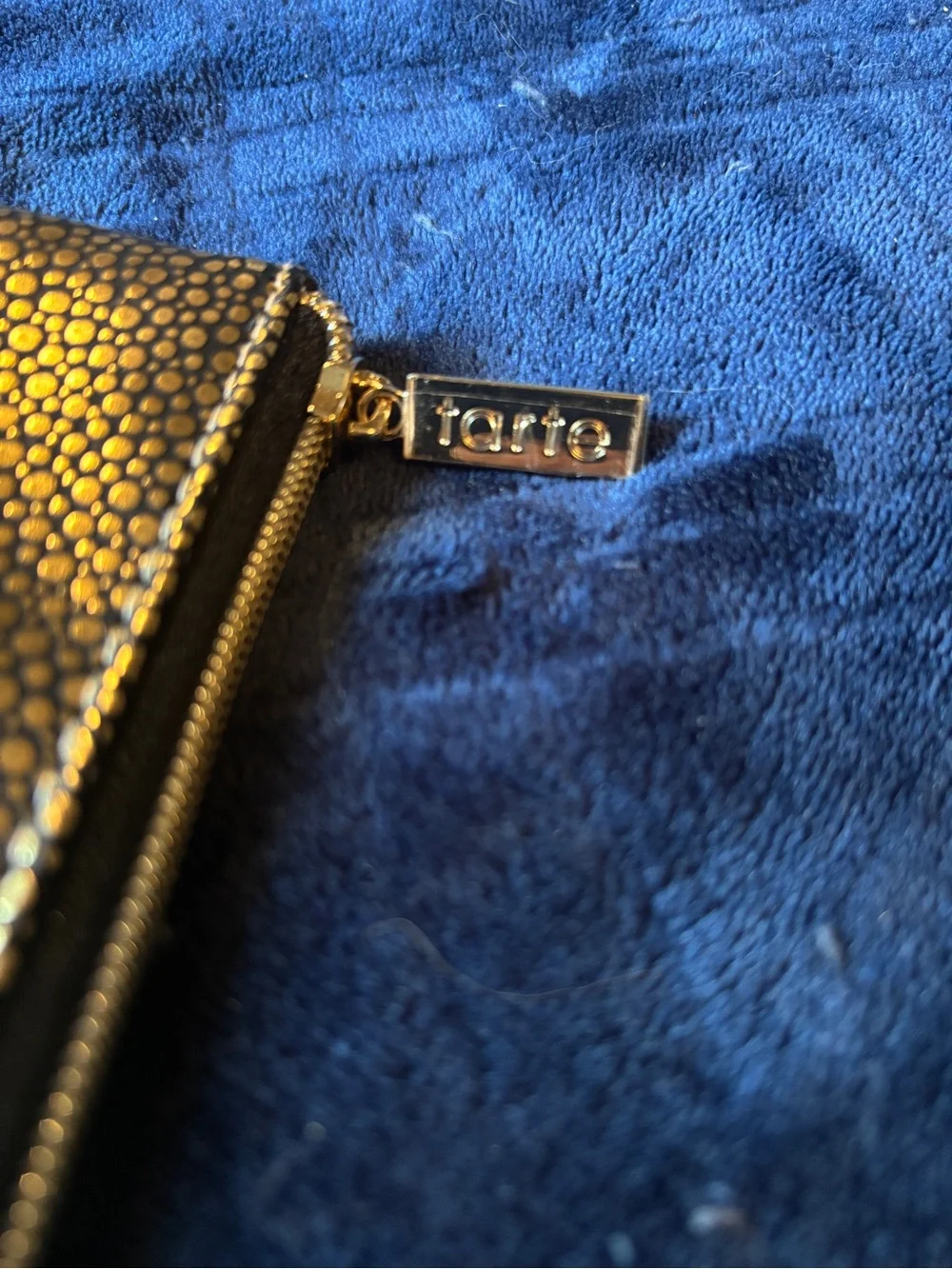 tarte Metallic Gold Pebble-Textured Zip Pouch